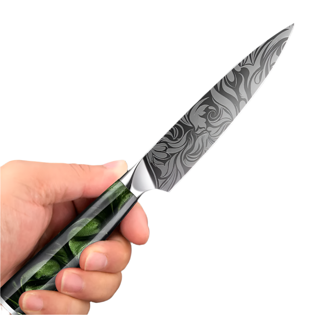 5 Inch Professional Utility Knife with Green Resin And Ergonomic Handle