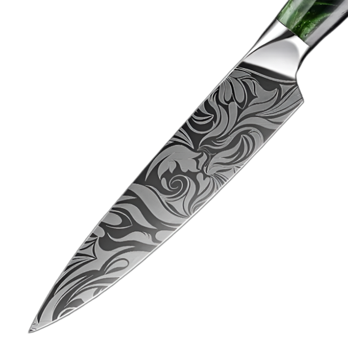 5 Inch Professional Utility Knife with Green Resin And Ergonomic Handle