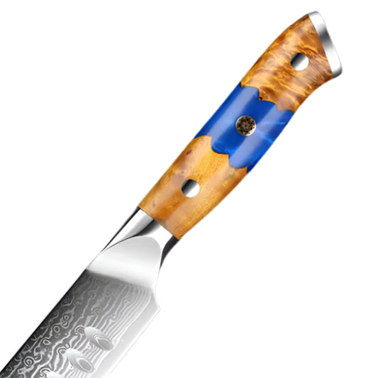 8 Inch Professional Slicing Chef's Knife Damascus With Blue Resin Handle