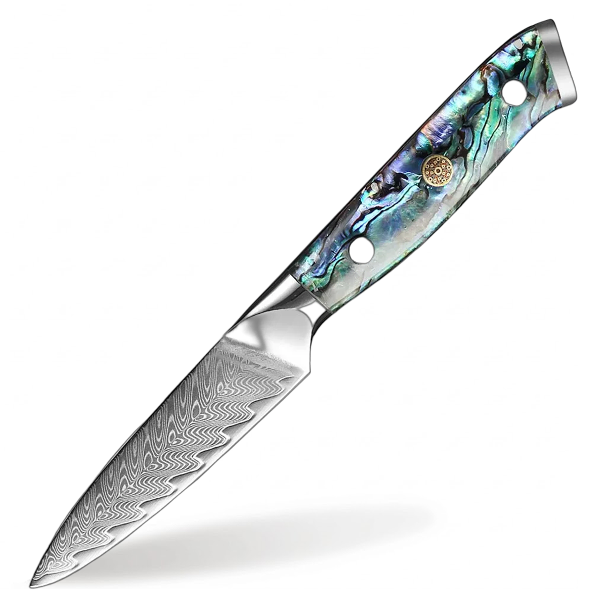 3.5 Inch Damascus Paring Knife with Ergonomic Abalone Shell Handle