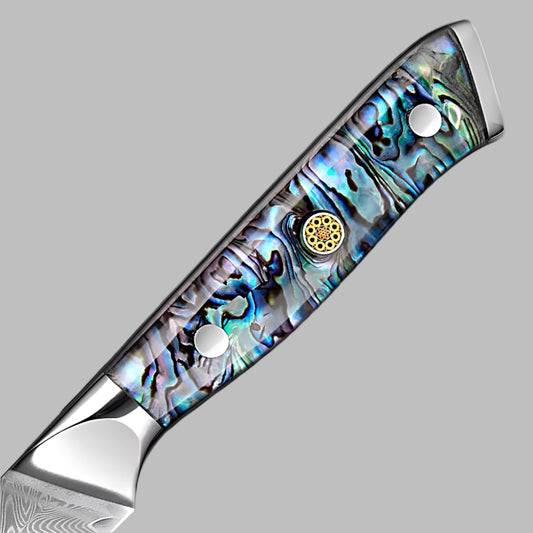 3.5 Inch Damascus Paring Knife with Ergonomic Abalone Shell Handle