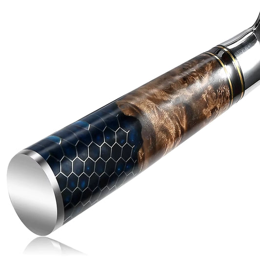 Damascus Steel Knife with Blue Resin Honeycomb Handle