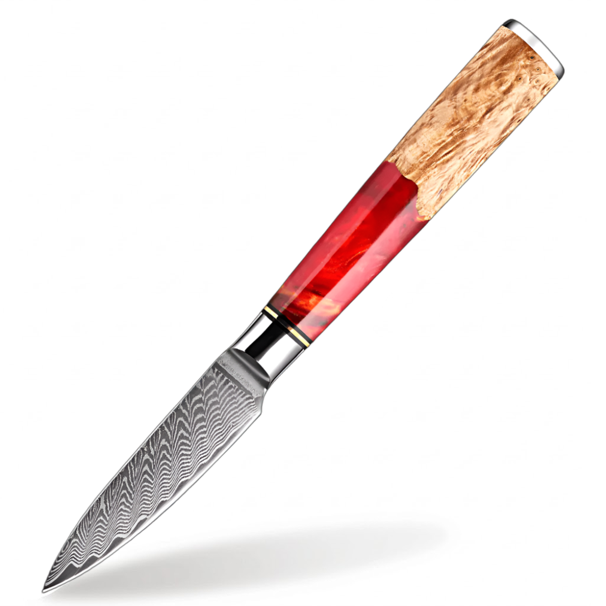 3.5 Inch Japanese VG10 Damascus fruit Kitchen Knife with Red Resin Handle