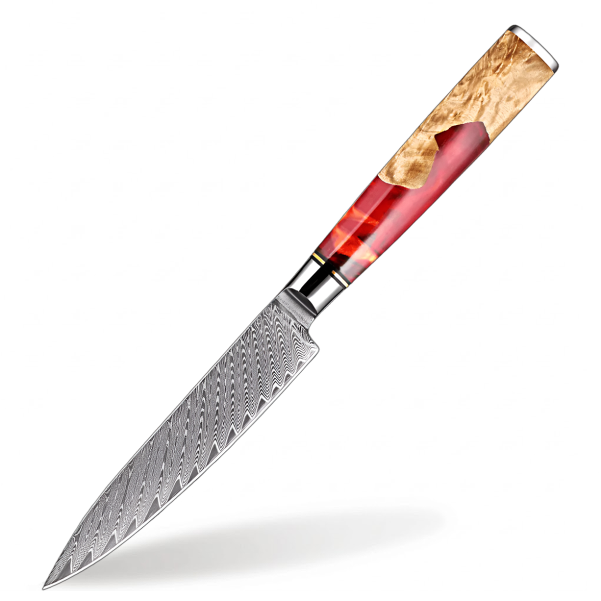 5 Inch Japanese VG10 Damascus utility Kitchen Knife with Red Resin Handle