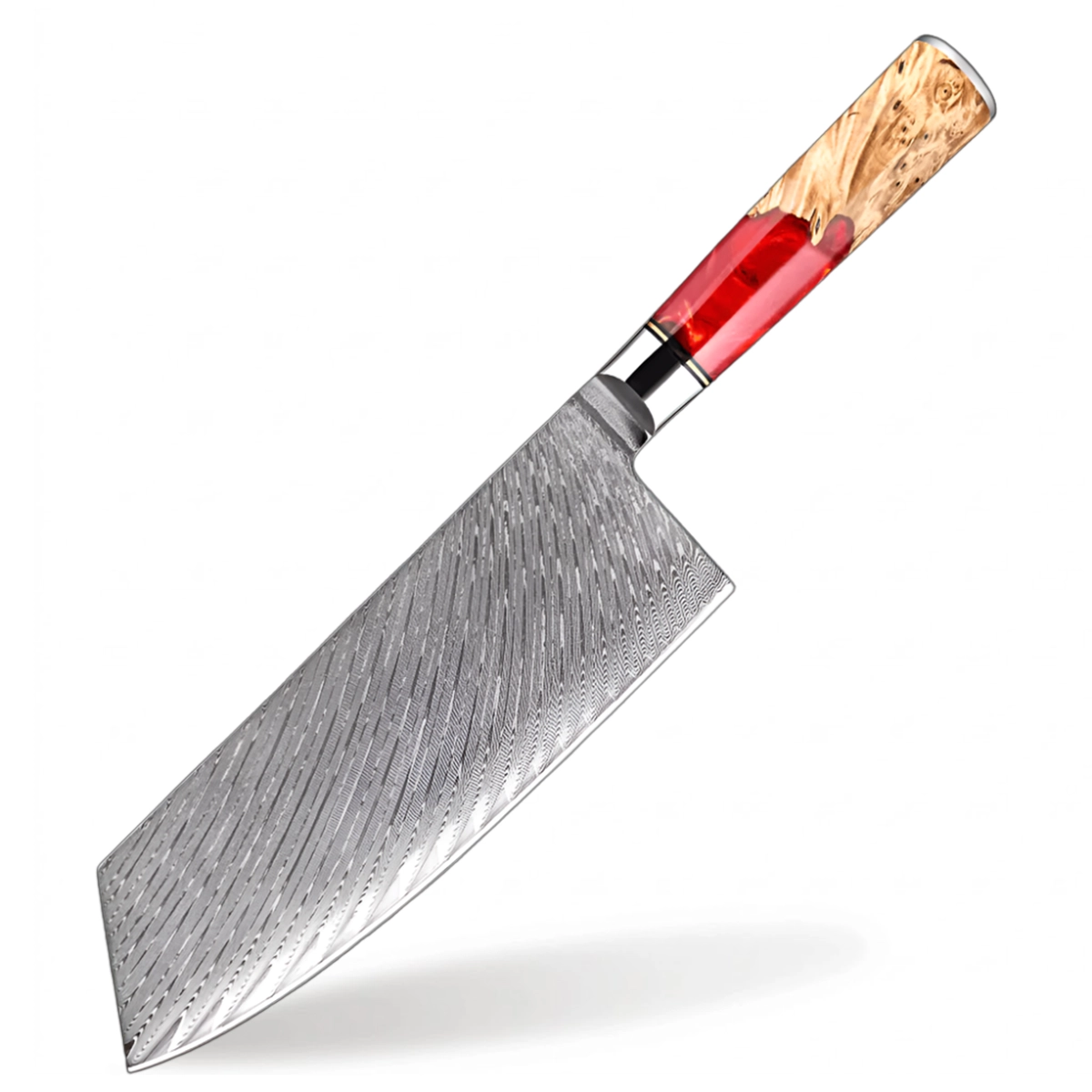 7.5 Inch Japanese VG10 Damascus cleaver Kitchen Knife with Red Resin Handle
