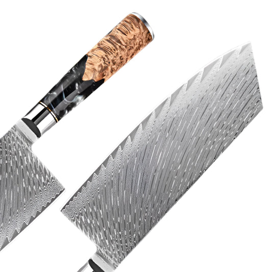 Damascus Steel Knife Set with Coloured Black Resin Handle