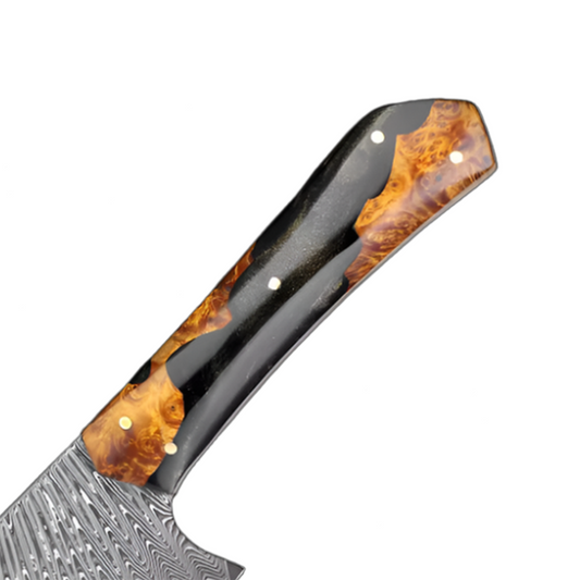 Damascus Steel Knife With Full Tang Ergonomic Handle
