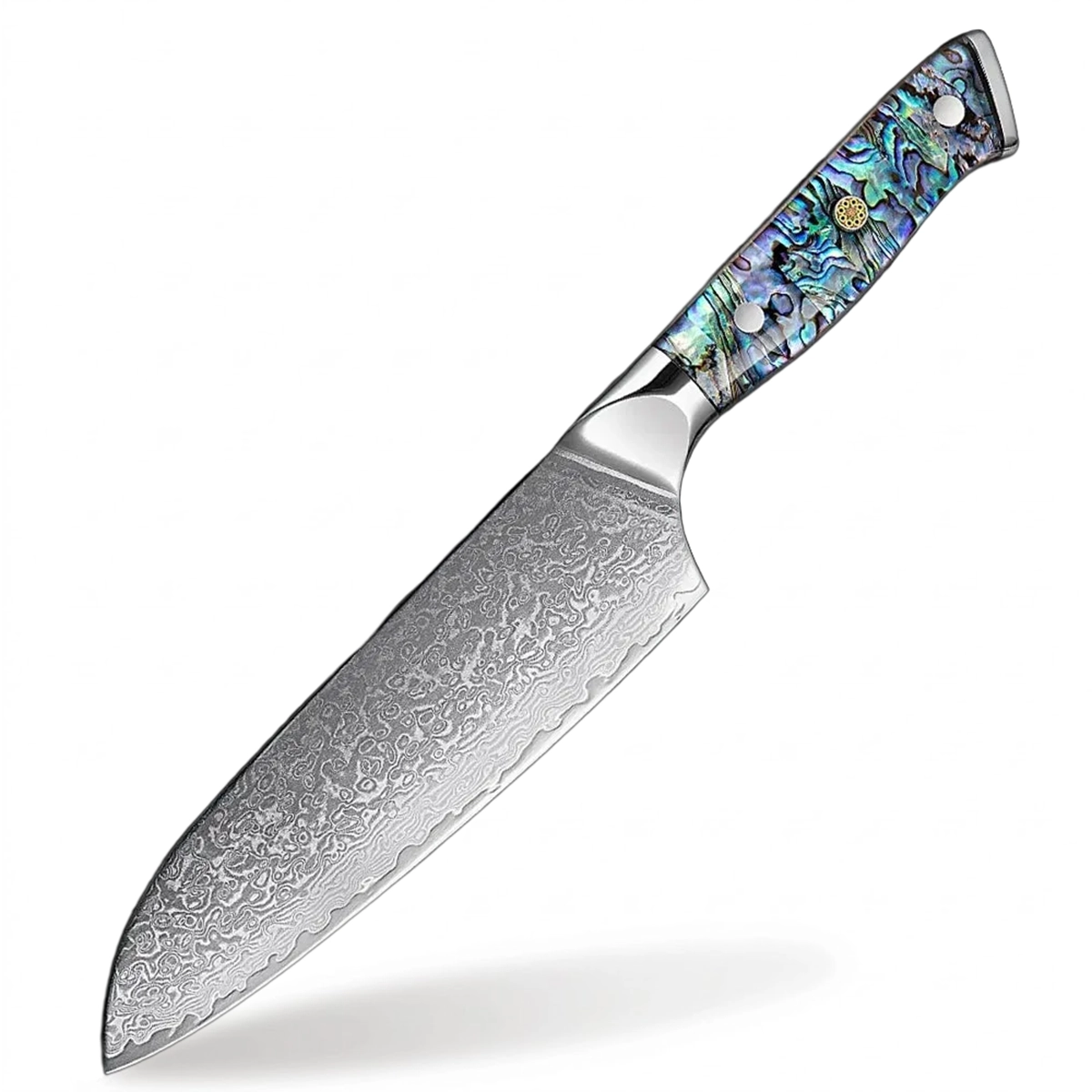Damascus Steel 7 Inch Santoku knife with with Abalone Handle