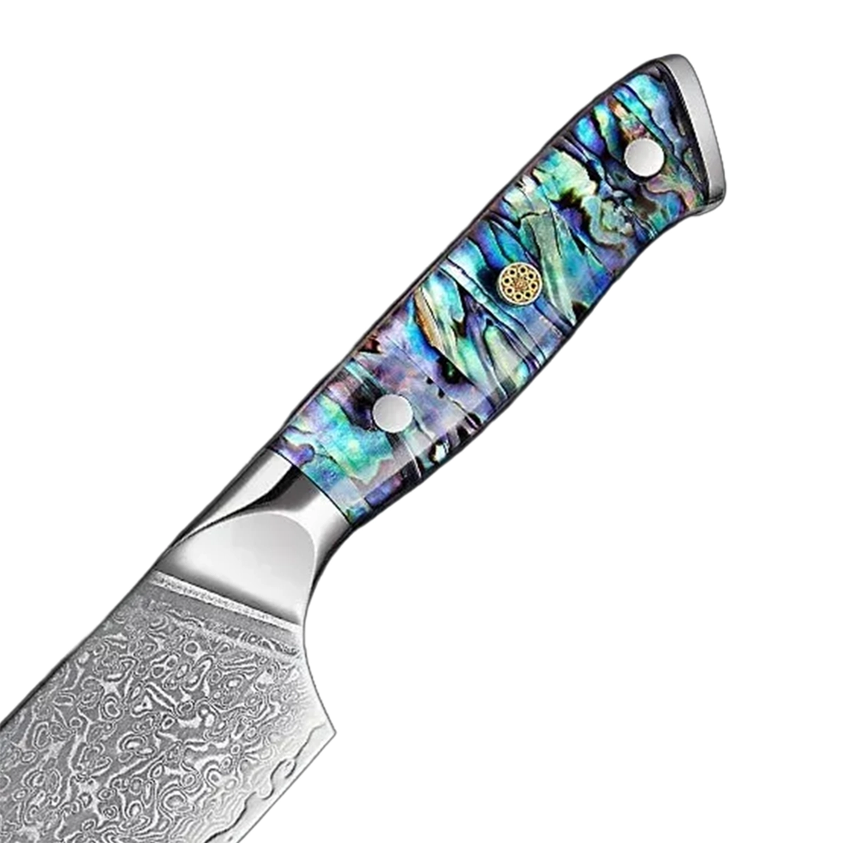 Damascus Steel Knife with Shell Acrylic Resin Handle