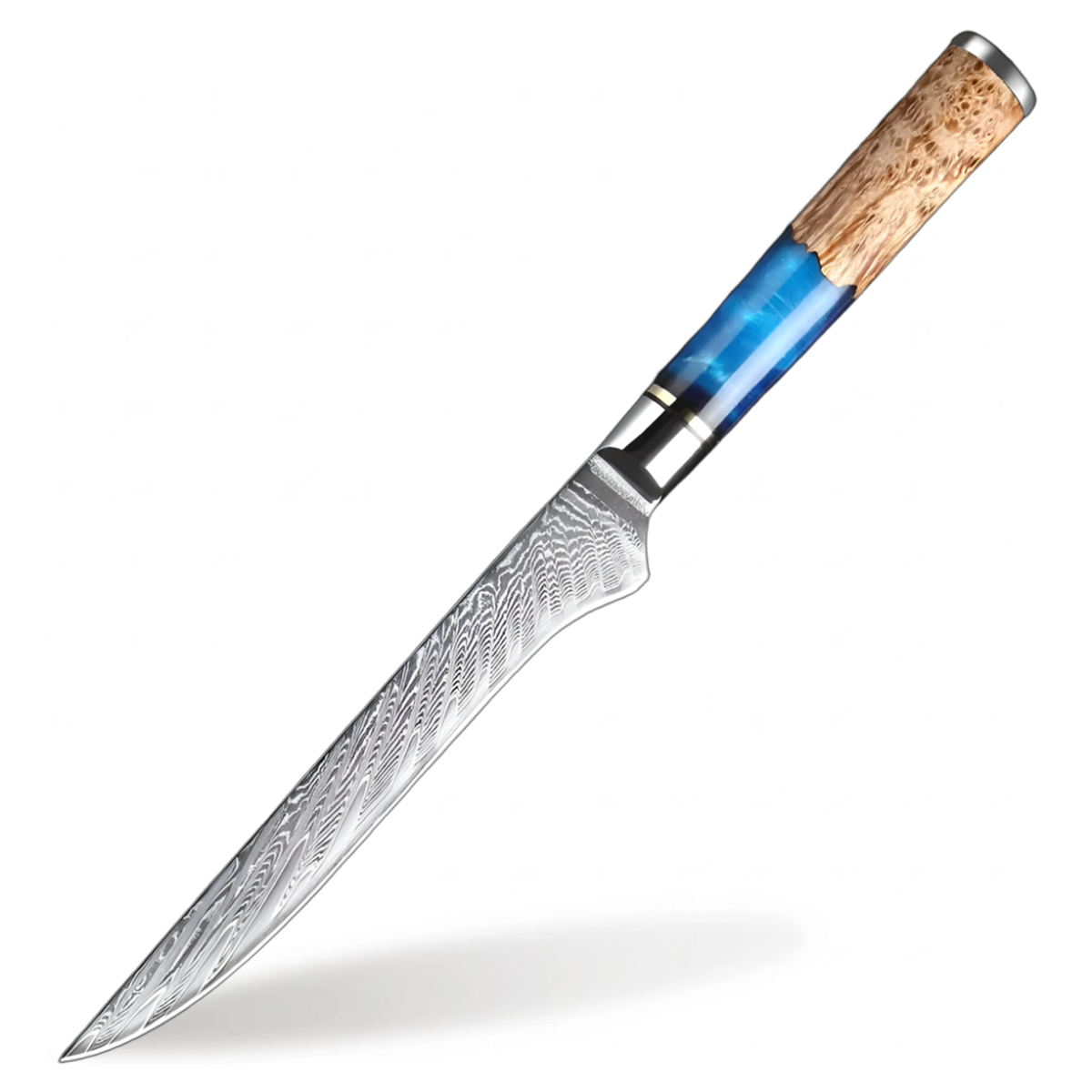 6 Inch Japanese VG10 Damascus Steel Boning Knife with Coloured Blue Resin Handle
