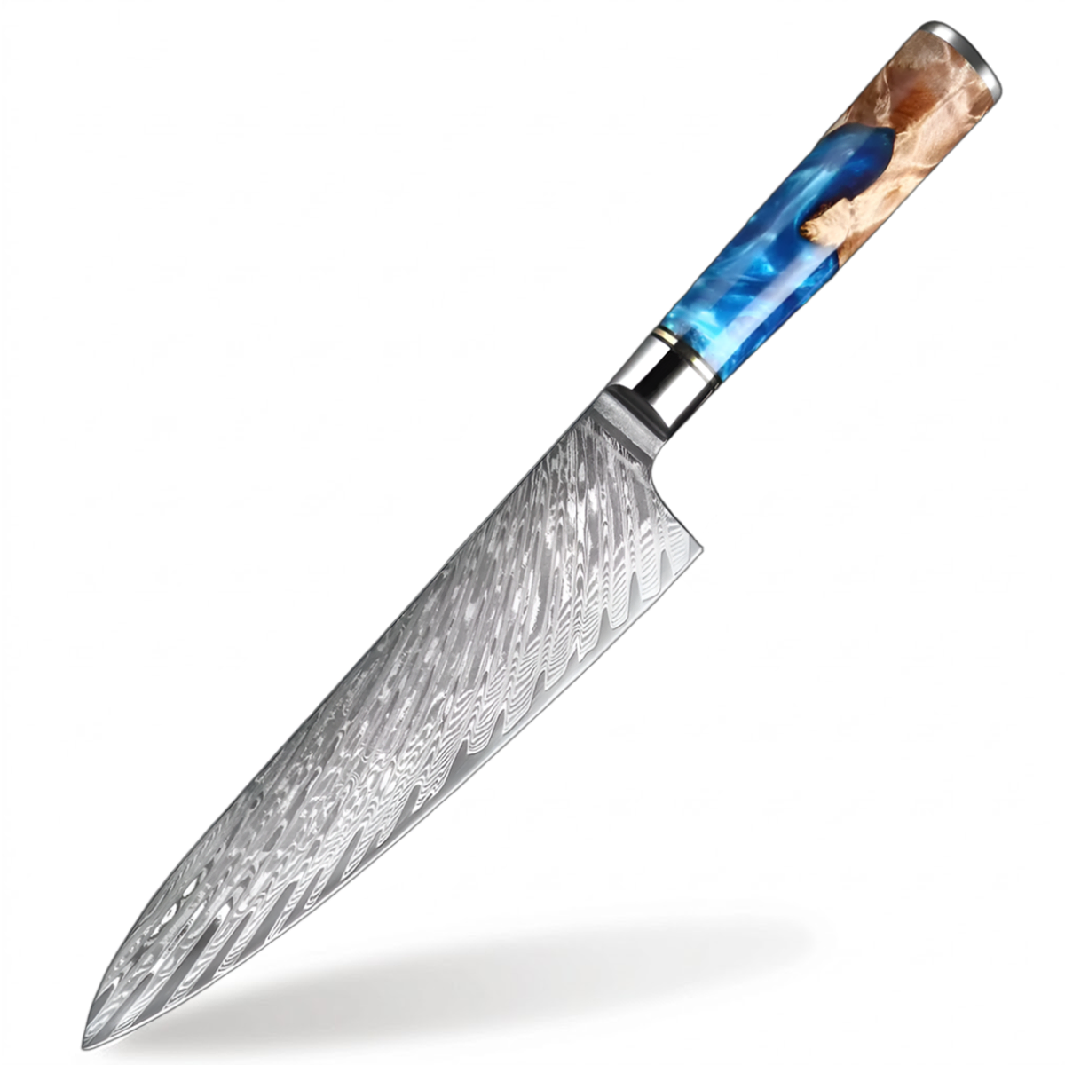 8 Inch Japanese VG10 Damascus Steel chef Knife with Coloured Blue Resin Handle