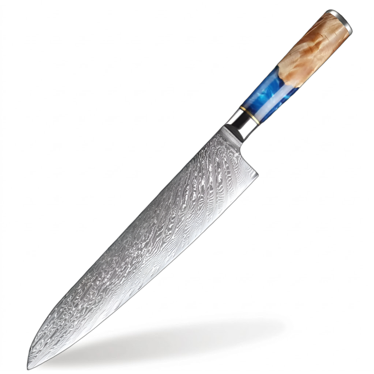 9 Inch Japanese VG10 Damascus Steel chef Knife with Coloured Blue Resin Handle