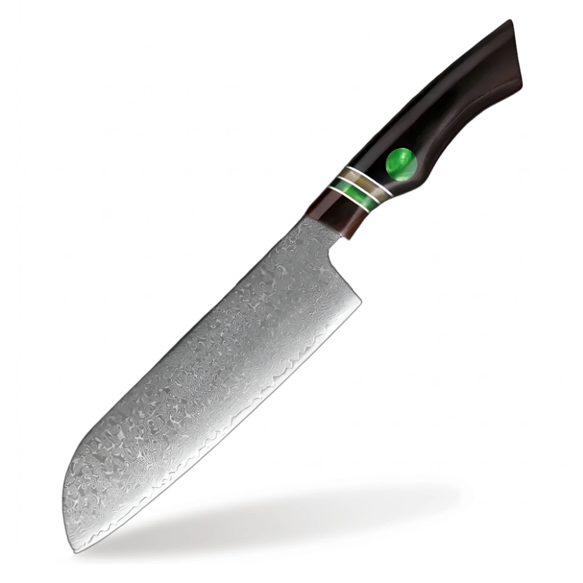 67 Layer 7 Inch Damascus Steel Santoku Knife With Resin Ebony Handle