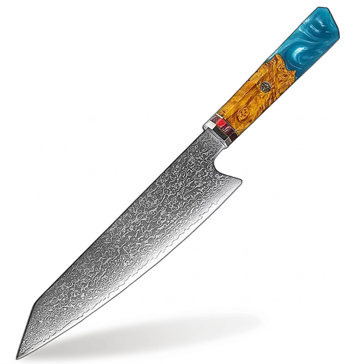 8 Inch Damascus Kiritsuke High Carbon Steel Knife Professional Kitchen Tool With Blue handle