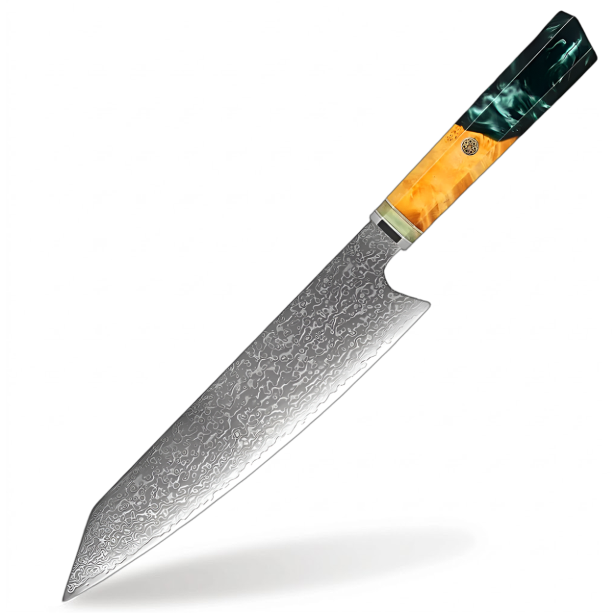 8 Inch Damascus Kiritsuke High Carbon Steel Knife Professional Kitchen Tool With green handle