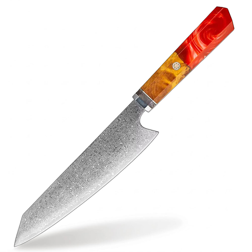8 Inch Damascus Kiritsuke High Carbon Steel Knife Professional Kitchen Tool With red handle