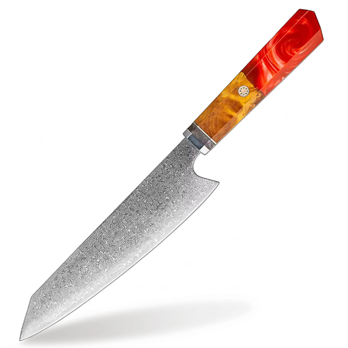 8 Inch Damascus Kiritsuke High Carbon Steel Knife Professional Kitchen Tool With red handle