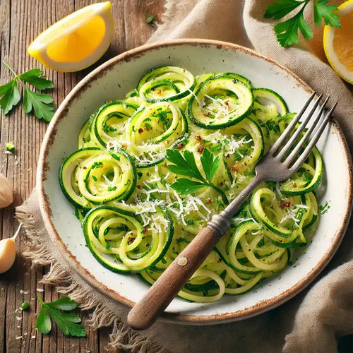 Delicious Zucchini Noodles with Garlic Lemon Sauce