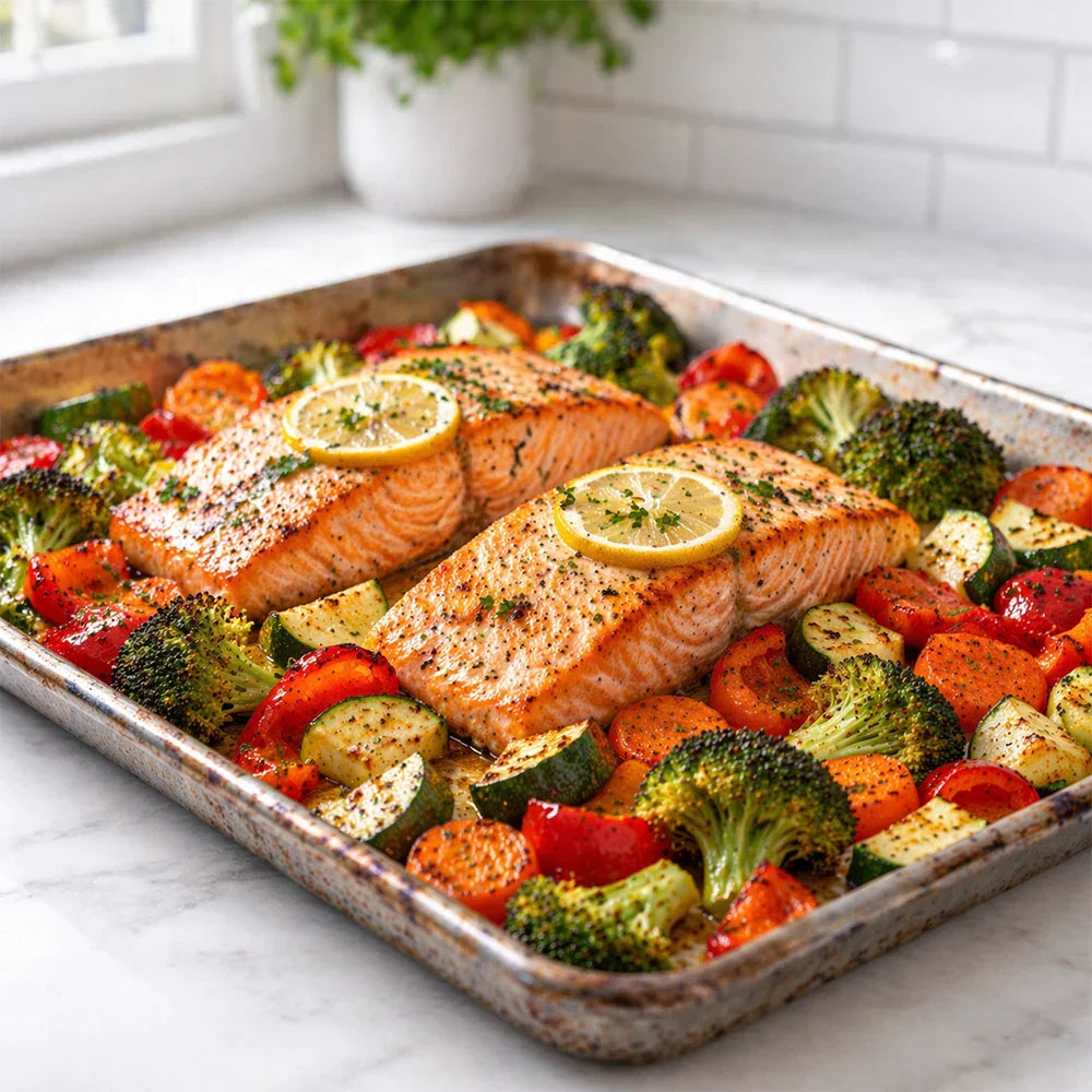 One-Pan Healthy Salmon & Vegetables Recipe (Quick & Easy)