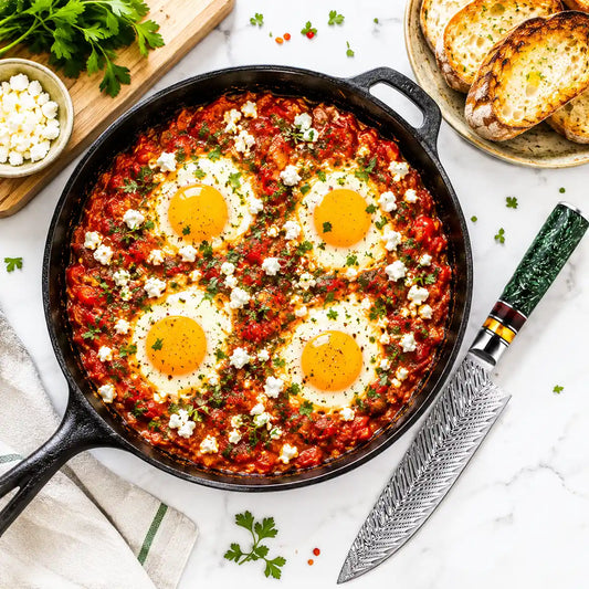 Easy Mediterranean Baked Eggs with Tomatoes & Feta