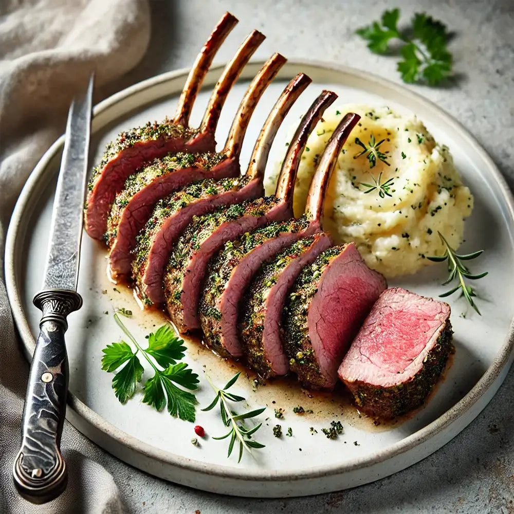 Stuffed Lamb Rack Herb-Crusted Rack of Lamb with Garlic Mashed Potatoes β Sharp Blades