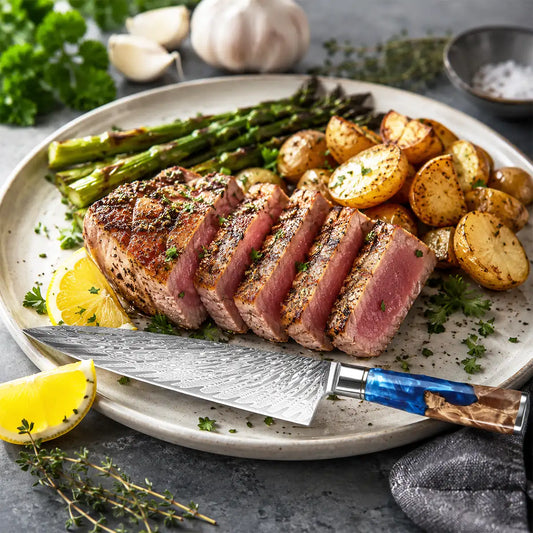 Pan-Seared Tuna Steak with Garlic, Lemon & Herbs