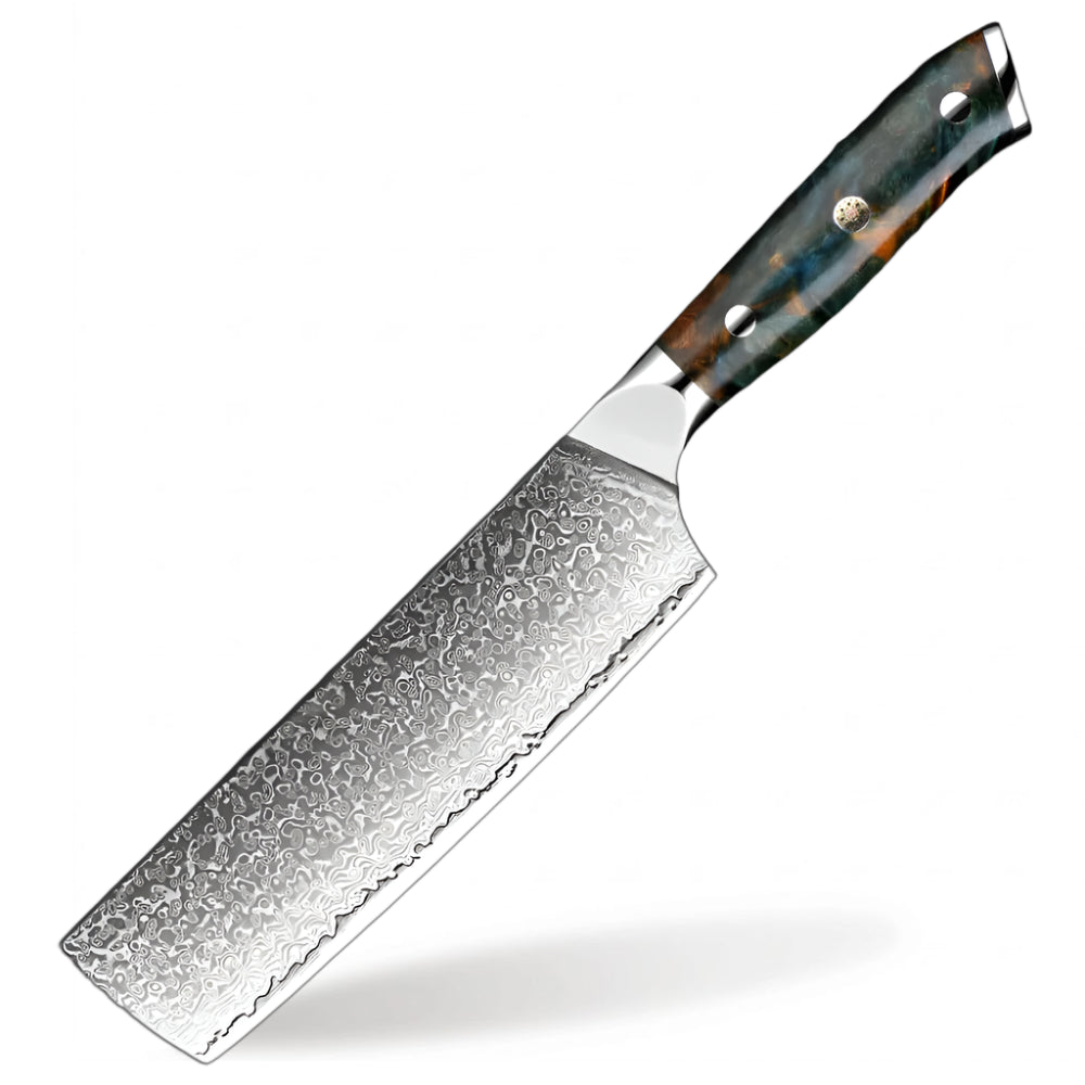 Luxury 7 inch Nakiri Damascus Steel Knife – Chef Grade