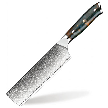 Luxury 7 inch Nakiri Damascus Steel Knife – Chef Grade