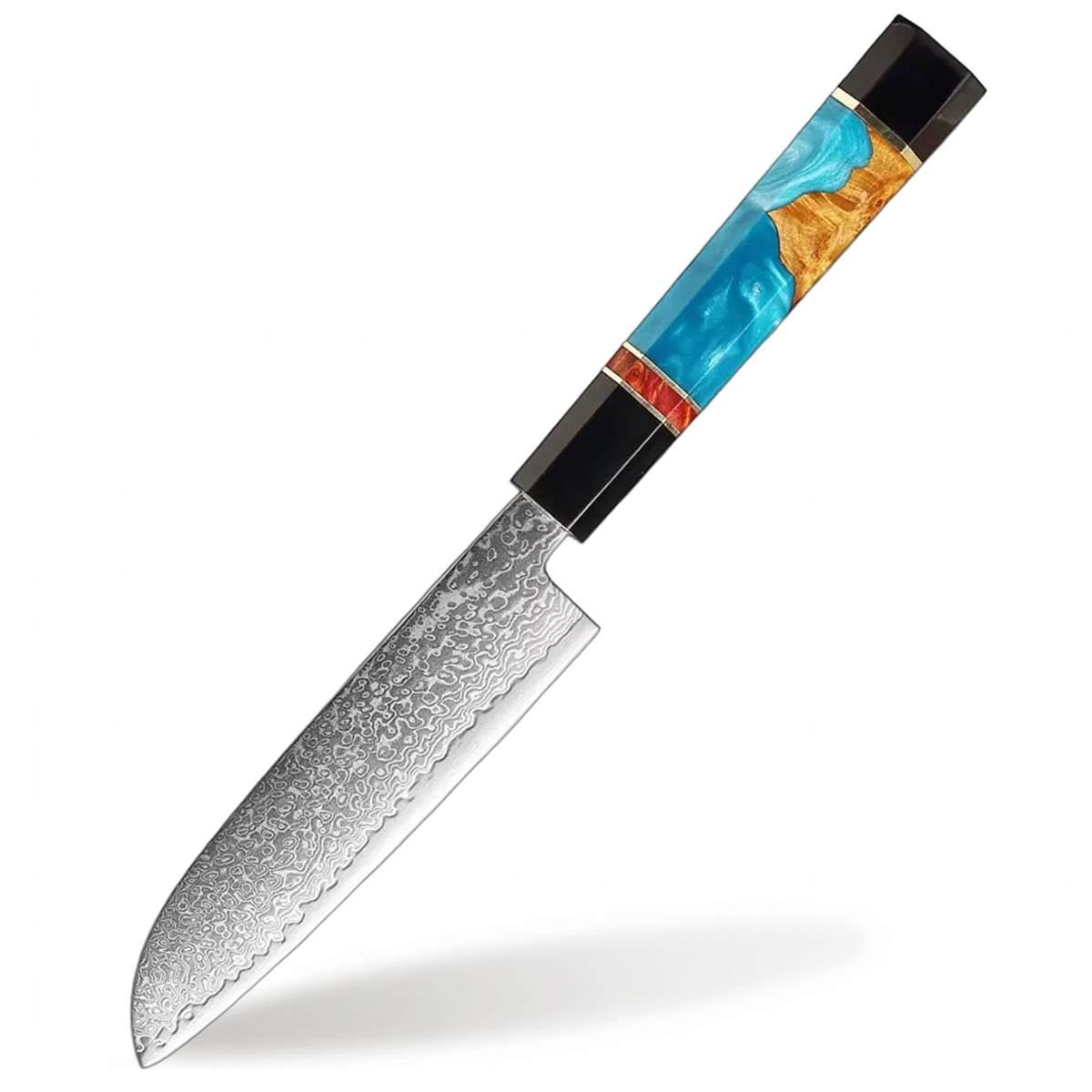 Decorative knife with a multicolored handle on a white background