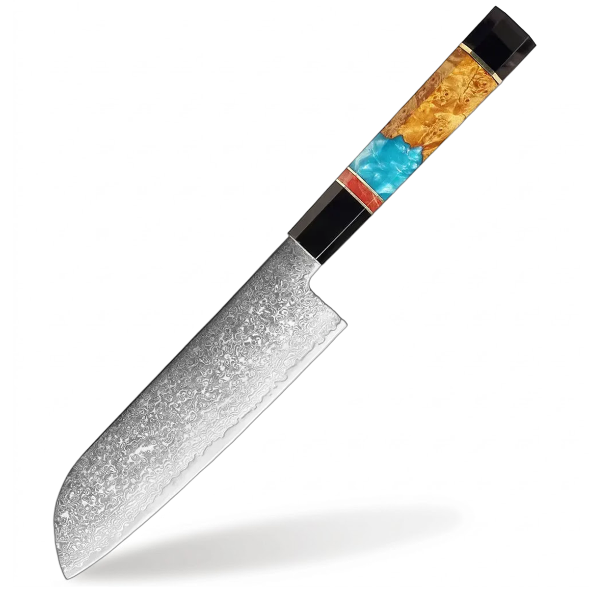 Decorative knife with a multicolored handle on a white background