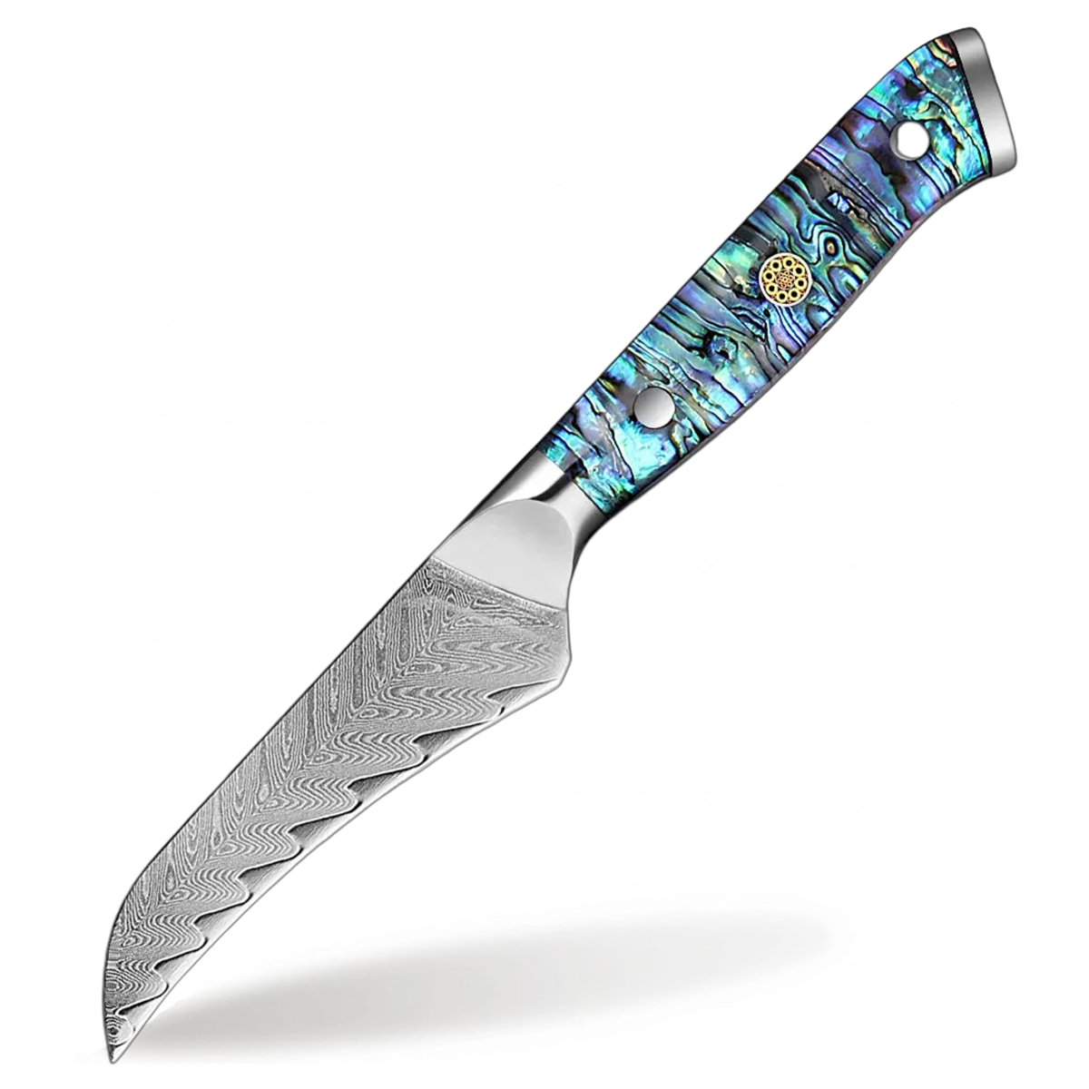 Decorative knife with a multicolored handle on a white background