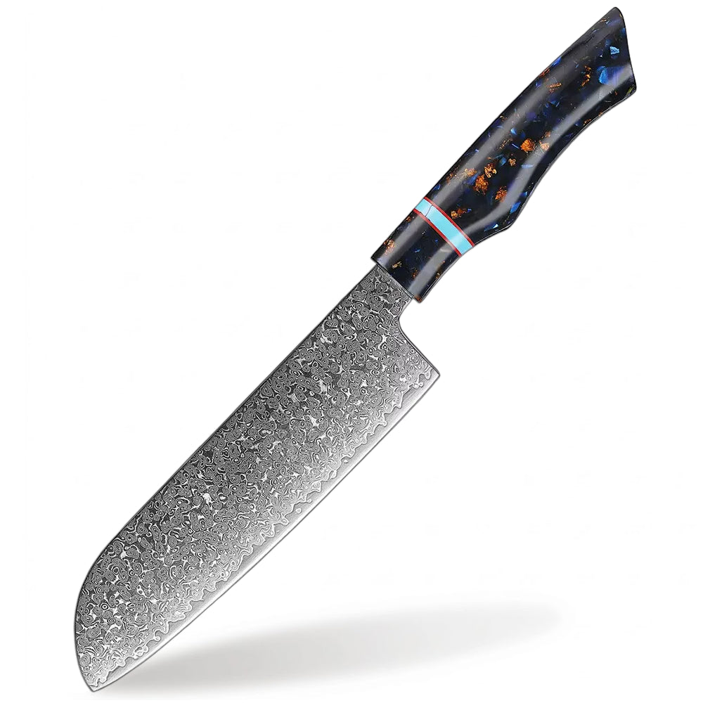 7 Inch Santoku Knife With Turquoise Embellishment