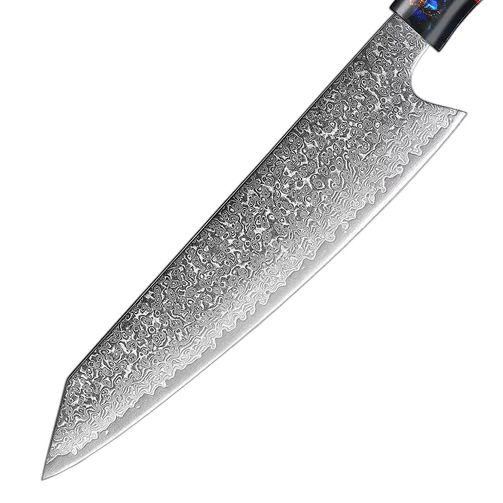 Damascus Steel  Kitchen Knives Set With Turquoise Embellishment