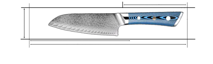 Knife with a blue handle on a white background