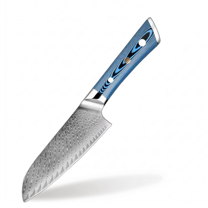 Knife with a blue handle on a white background