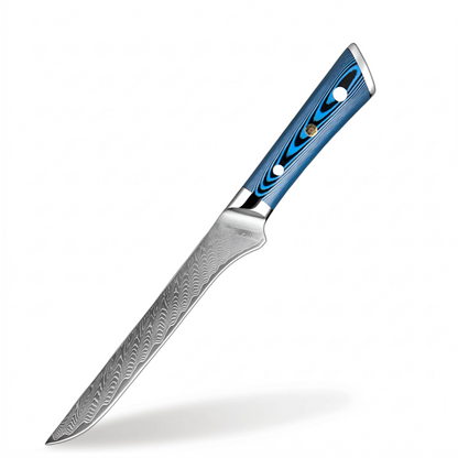 6 Inch Boning Knife Premium Damascus Steel Knife With Blue Handle