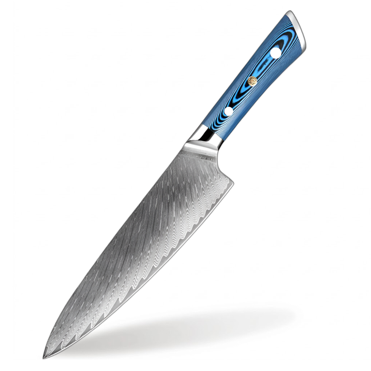 8 Inch Chef Knife Damascus Steel Knife With Blue Handle