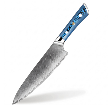 8 Inch Chef Knife Damascus Steel Knife With Blue Handle