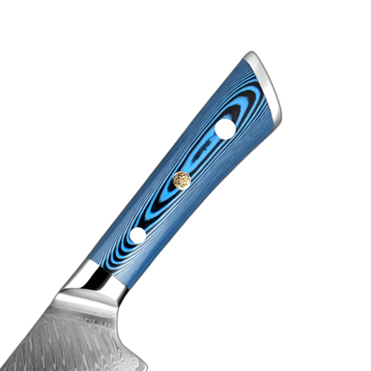 Premium 5 Piece Damascus Steel Knife Set With Blue Handle