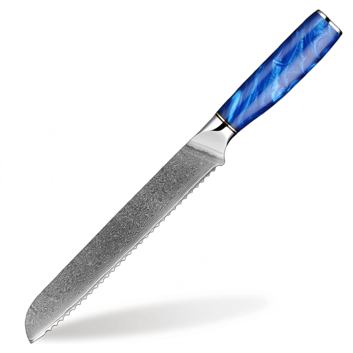 8 Inch Bread Knife for Precision Slicing with Blue Resin Handle
