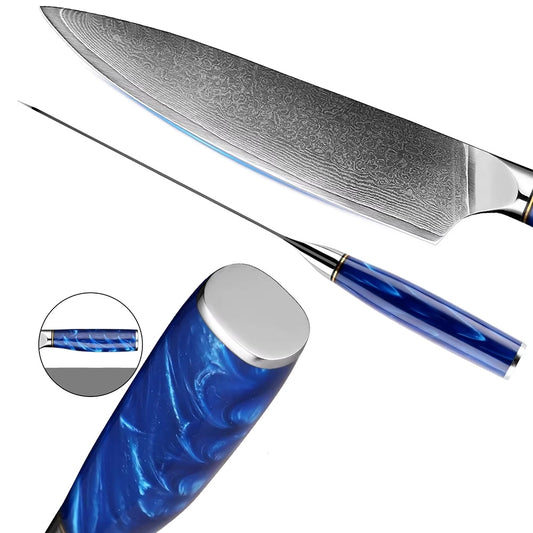 Pro Kitchen Knives for Precision Slicing with Blue Resin Handle
