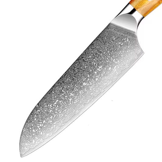 Deluxe Damascus Steel Chef’s Knife Set With Resin And Wood Blue Handle