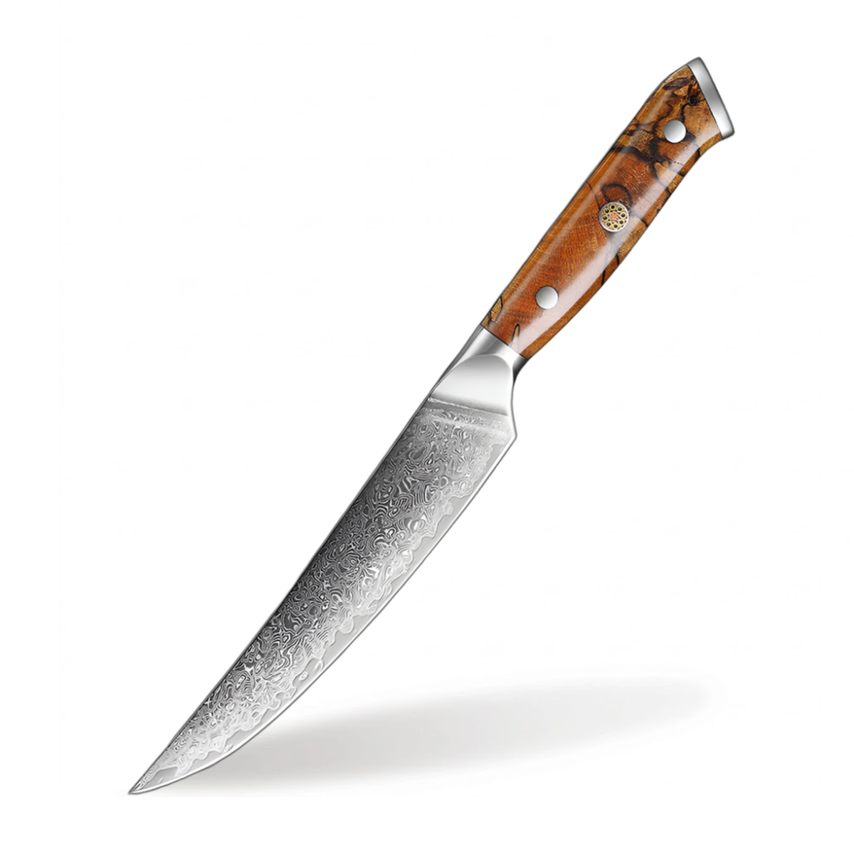 5 Inch Japanese VG10 Damascus utility Kitchen Knife with Classic Riveted Wood Handle