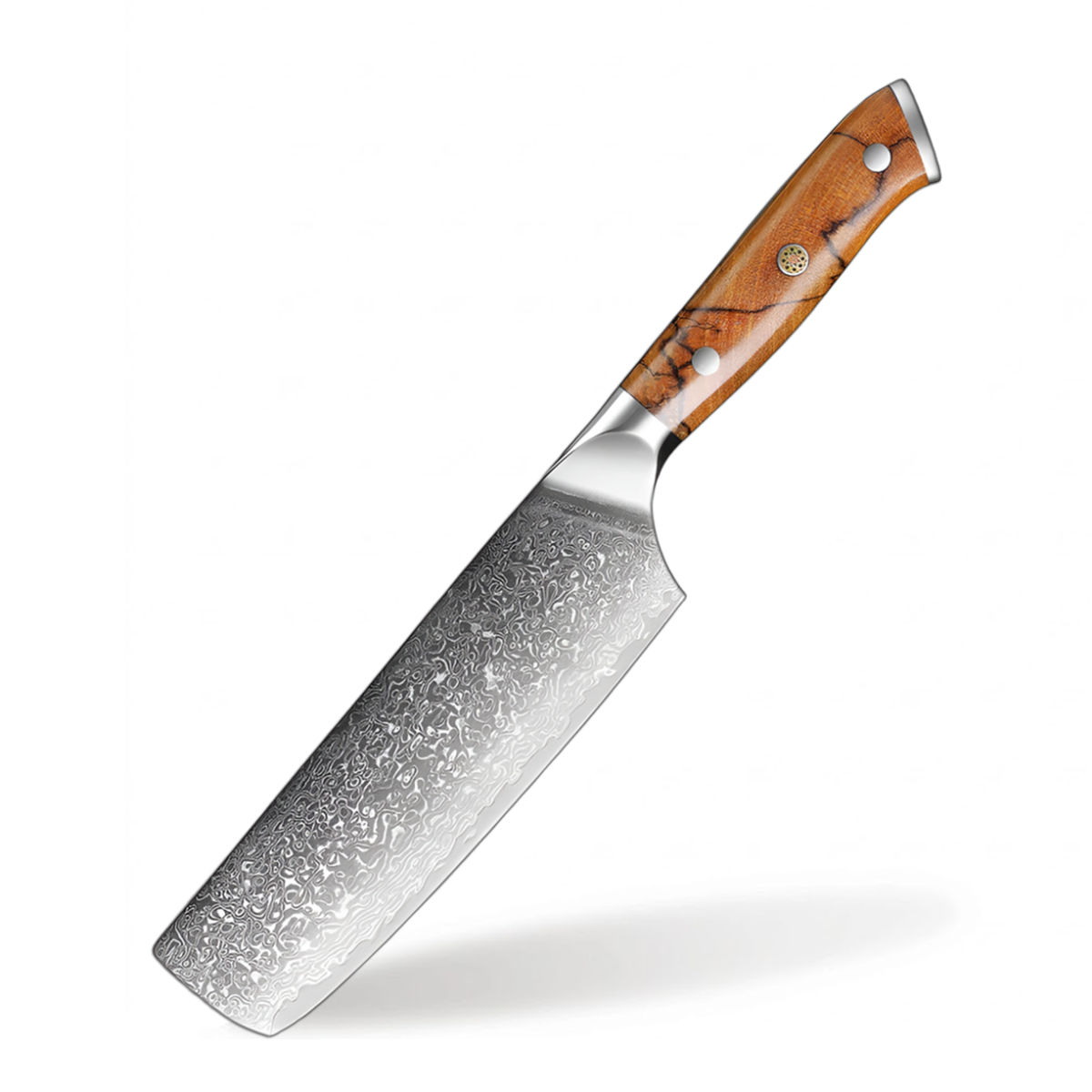 7 Inch Japanese VG10 Damascus Nakiri Kitchen Knife with Classic Riveted Wood Handle