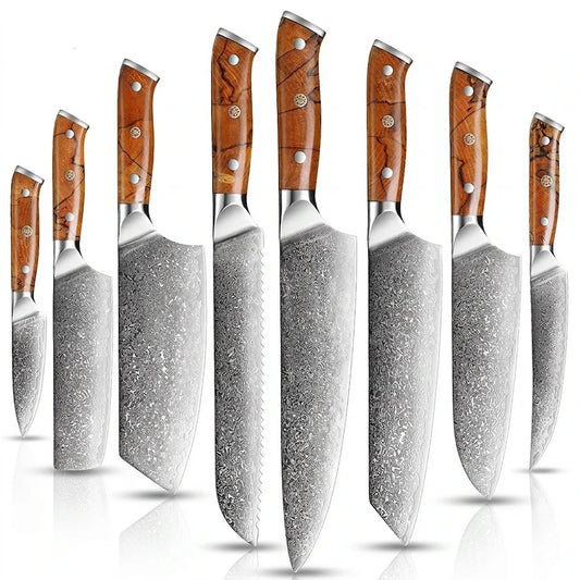 8 PCS Kitchen Knife Set Professional Damascus Steel VG10