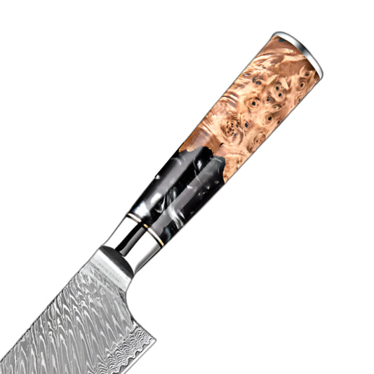8 Inch Chef Knife Damascus Steel Design With Black Resin Handle