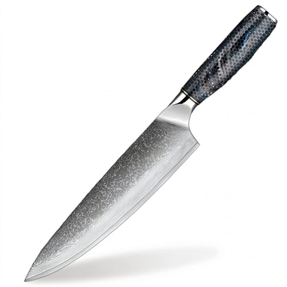8 Inch Damascus Steel Chef Knife with Blue Resin Honeycomb Handle