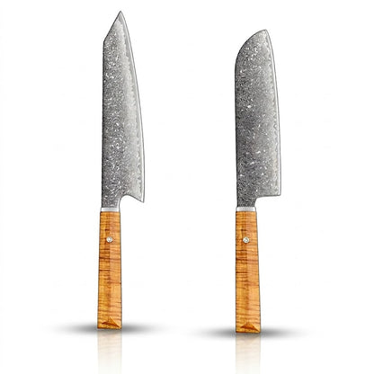 8 Inch Damascus Kiritsuke Knife With Premium Cedarwood Handle