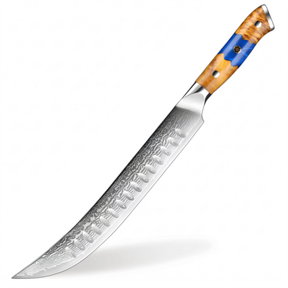 8 Inch Professional Slicing Chef's Knife Damascus With Blue Resin Handle