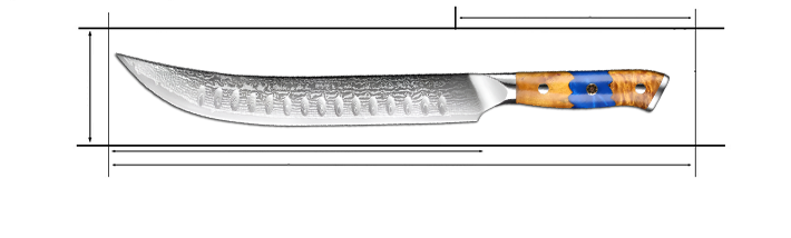 8 Inch Professional Slicing Chef's Knife Damascus With Blue Resin Handle